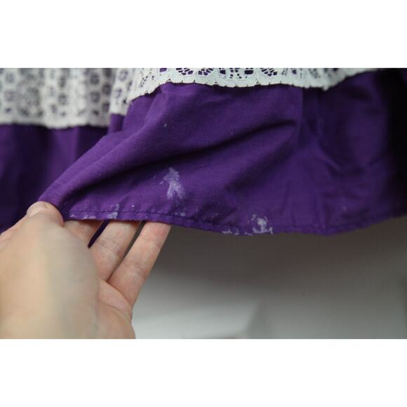 FLAW Vintage Handmade Square Dance Dress Purple Ruffle Cottagecore M Cupcake - Picture 2 of 15